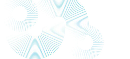 Poster - Geometric blue stripe line art design. Modern futuristic graphic. White abstract background with circle lines.