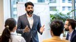 © N7 - Leader Presenting Vision – Indian businessman explaining goals to team.