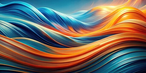 Poster - Abstract Flowing Curves of Vivid Blue and Orange Hues Create a Dynamic and Energetic Design