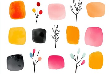 Poster - Abstract floral designs with vibrant colors, showcasing a mix of shapes and organic elements.
