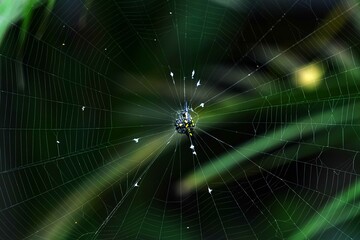 spider web with dew drops