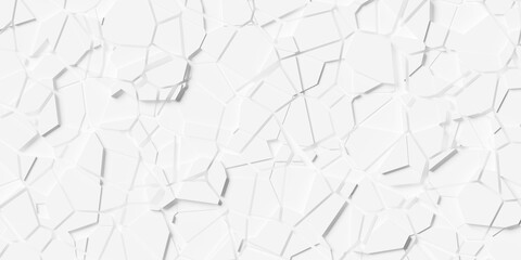 Poster - White multi layer geometric polygon shapes background wallpaper banner pattern flat lay from above