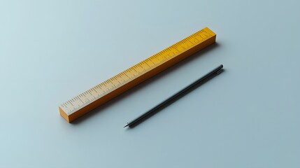 Poster - A high-angle shot of a lone ruler and eraser positioned symmetrically on a sleek surface, minimal style, plain background, 4K resolution