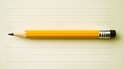 Poster - A top-down view of a mechanical pencil placed diagonally across a clean notepad, minimal style, plain background, 4K resolution