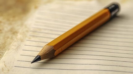 Poster - A single mechanical pencil resting horizontally across a blank page, creating a minimalistic arrangement, plain background, 4K resolution