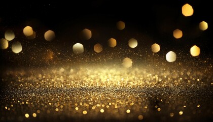 abstract glitter black and gold lights background de focused