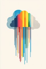 Poster - Colorful Cloud Design with Vertical Lines