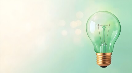 Leinwandbilder - Visualizing a Creative Marketing Idea as a Radiant Watercolor Light Bulb Emitting Clean Energy with Subtle Green Tones and Delicate Bokeh Lights in the Background