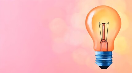 Conceptual image of a glowing light bulb painted in a dreamy watercolor style representing ideas innovation and alternative energy solutions  The soft hazy bokeh effect creates an backdrop