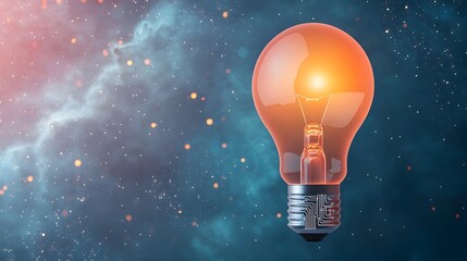 Aufkleber - Glowing Digital Circuit Bulb Framed by Ethereal Nebula Clouds and Scattered Bokeh Lights Symbolizing Cutting Edge Ideas and Innovative Modern Solutions