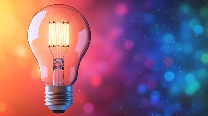 Aufkleber - A futuristic light bulb illuminating a field of colorful bokeh with intricate circuit patterns on the base set against a cosmic nebula backdrop