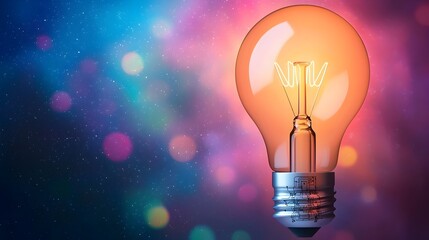 Aufkleber - Futuristic light bulb illuminating a field of colorful bokeh with intricate circuit patterns on the base set against a cosmic nebula backdrop