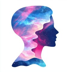 Poster - Visionary Figure with Galaxy Hologram Overlay