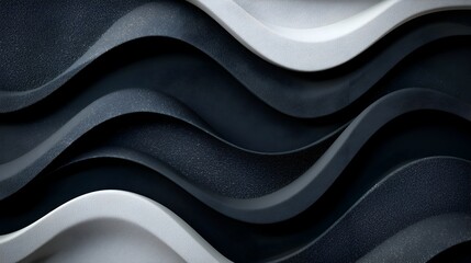 Fototapete - Striking abstract design featuring layered waves with grainy textures and bold white highlights creating a moody gritty and captivating look ideal for use as headers covers or backdrops