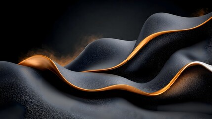 Fototapete - Gritty Monochrome Abstract Wave with Grainy Textures and Subtle Orange and White Accents Creating a High Contrast Noisy Background Ideal for Posters Wallpapers and Other Graphic Design Projects