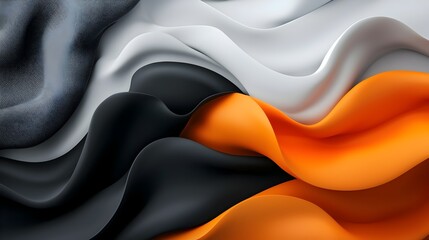 Fototapete - Striking abstract background featuring dynamic black orange and white waves with bold grainy textures creating a captivating modern cover design or editorial layout