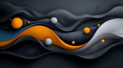 Fototapete - Gritty Abstract Banner with Textured Waves of Monochrome Hues   Striking Graphic Design Featuring a Dark Moody Color Palette and Distressed Noise Patterns