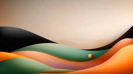 Leinwandbilder - Vibrant abstract color composition featuring glowing orange and green shapes layered over a dynamic rainbow gradient background with black noise textures