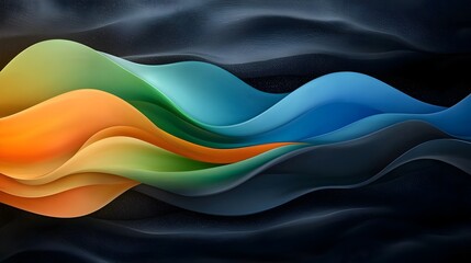 Aufkleber - Striking digital artwork featuring vibrant rainbow gradients mixed with glowing orange green and blue abstract shapes