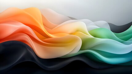 Poster - Visually captivating abstract background featuring a gradient transition through vibrant rainbow colors combined with glowing organic shapes and black noise textures for a modern