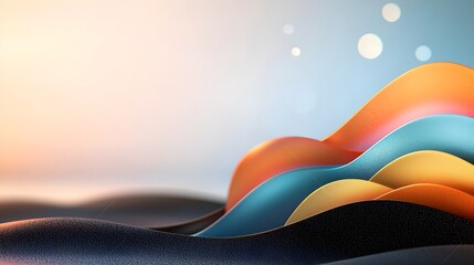Leinwandbilder - Vibrant abstract design featuring glowing rainbow shapes seamlessly blending on a grainy noisy gradient background with bold orange blue and black textures for eye catching modern imagery