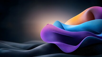 Leinwandbilder - Mesmerizing Abstract Glowing Shapes in Vibrant Purple Blue and Black Set Against a Grainy Textured Background   Ideal for Poster or Banner Design