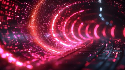Aufkleber - Glowing digital tech circle with luminous lines and data points set against a dark backdrop representing the advanced futuristic nature of big data and emerging technology in a 3D rendered