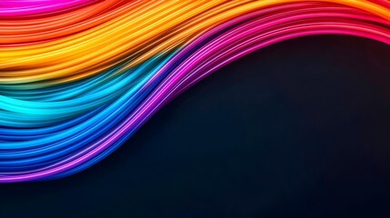 Fototapete - Close up view of intricate and vibrant fiber optic cables glowing with a mesmerizing array of colors against a pitch black background creating an abstract futuristic and captivating visual display