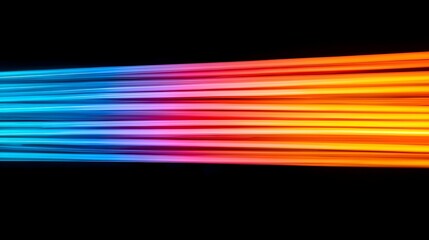 Fototapete - Captivating abstract close up of vibrant glowing illuminated fiber optic lines showcasing a futuristic pattern against a pure black background creating a striking modern and elegant visual display