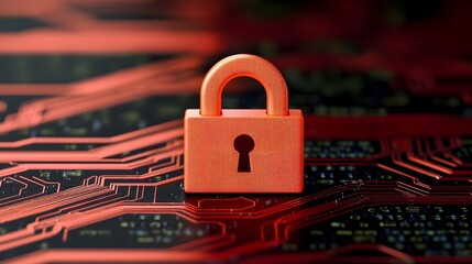 Leinwandbilder - Futuristic digital interface showcasing a secure network with a glowing lock symbol surrounded by data streams and encryption visuals in a sleek and modern design