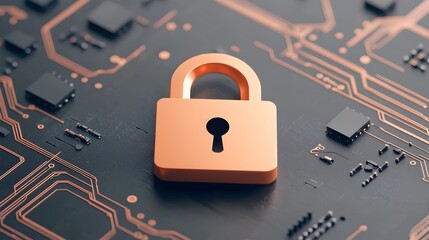 Leinwandbilder - Glowing and Futuristic Lock Icon Representing Advanced Encryption and Secure Connections in a High Tech Digital Network Interface