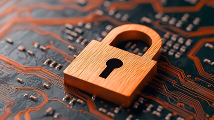 Leinwandbilder - Advanced digital lock symbol embedded in a futuristic interface showcasing secure network protocols with encrypted data streams and high tech visuals for cybersecurity and digital protection