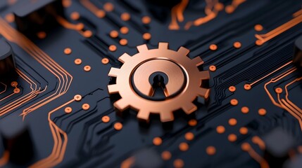 Poster - Close up of a secure digital lock in a high tech interface highlighting advanced cybersecurity protocols and encrypted communication across digital systems