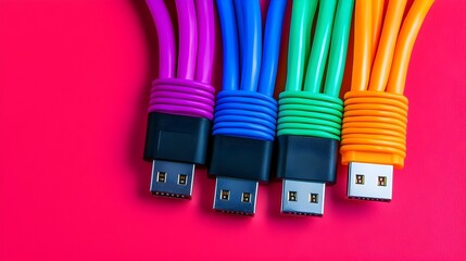 close up of vibrant led lit rj45 ethernet cables showcasing the colorful and sleek design of modern 