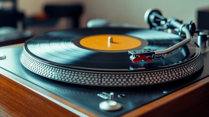 Sleek Wooden Turntable for Studio