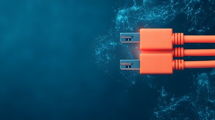 Leinwandbilder - Close up view of a glowing RJ45 network cable with fiber optic light shining through the connectors highlighting the precision and connectivity of modern digital communication technology