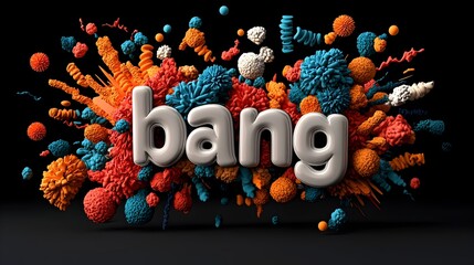 Aufkleber - Bold 3D text with an explosive bang surrounded by a vibrant comic style background full of dynamic action lines bright colors and energetic movement