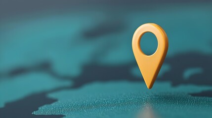 Aufkleber - Close up view of a vibrant blue themed world map with a glowing navigation pin highlighting a specific location