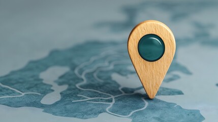 Aufkleber - Close up View of a Glowing Blue Map Pin Concept Highlighting Global Navigation Connectivity and Technology in a Soft Futuristic Light