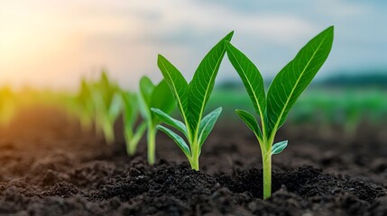 Aufkleber - Corn seedlings thriving under smart farming technology