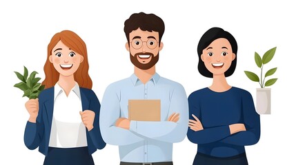 Aufkleber - A Highlighting the Success of Employee Satisfaction Engagement and Productive Teamwork in a Professional Corporate Environment