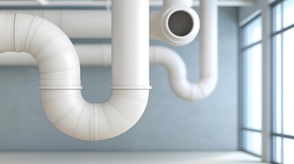 Poster - Precision 3D of an architectural ventilation system blueprint featuring duct networks vents and airflow patterns in a sleek modern style