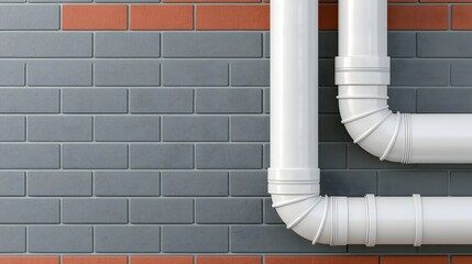 Aufkleber - Highly detailed 3D blueprint rendering showcasing the intricate duct routing and air vents of a ventilation system design integrated within an architectural layout