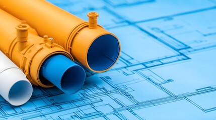 Poster - Comprehensive 3D blueprint visualization showcasing the intricate ventilation system within a building featuring a detailed architectural layout of the air ducts and vents