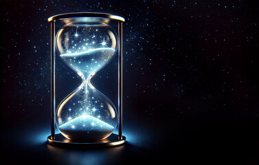 Wall Mural - mystical magic hourglass with sand and stars, esoteric and astrology romantic concept of time over d