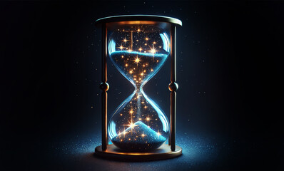 Wall Mural - mystical magic hourglass with sand and stars, esoteric and astrology romantic concept of time over d