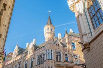 Wall Mural - Old street in old Riga. The city is capital of Latvia that is well known to be a very popular tourism destination in the Baltic region