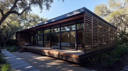 Poster - Horizontal lap siding shines in the late afternoon sun, bringing warmth and character to the charming rustic house