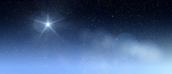 Wall Mural - christmas light. bright star of the nativity of bethlehem, nativity of jesus christ. background of t