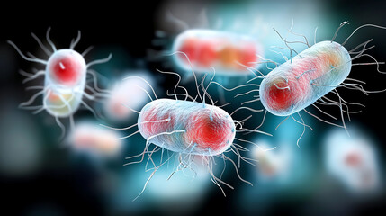 Poster - Artistic representation of bacterial evolution exploring the struggle against antibiotics through visual artistry and scientific insight